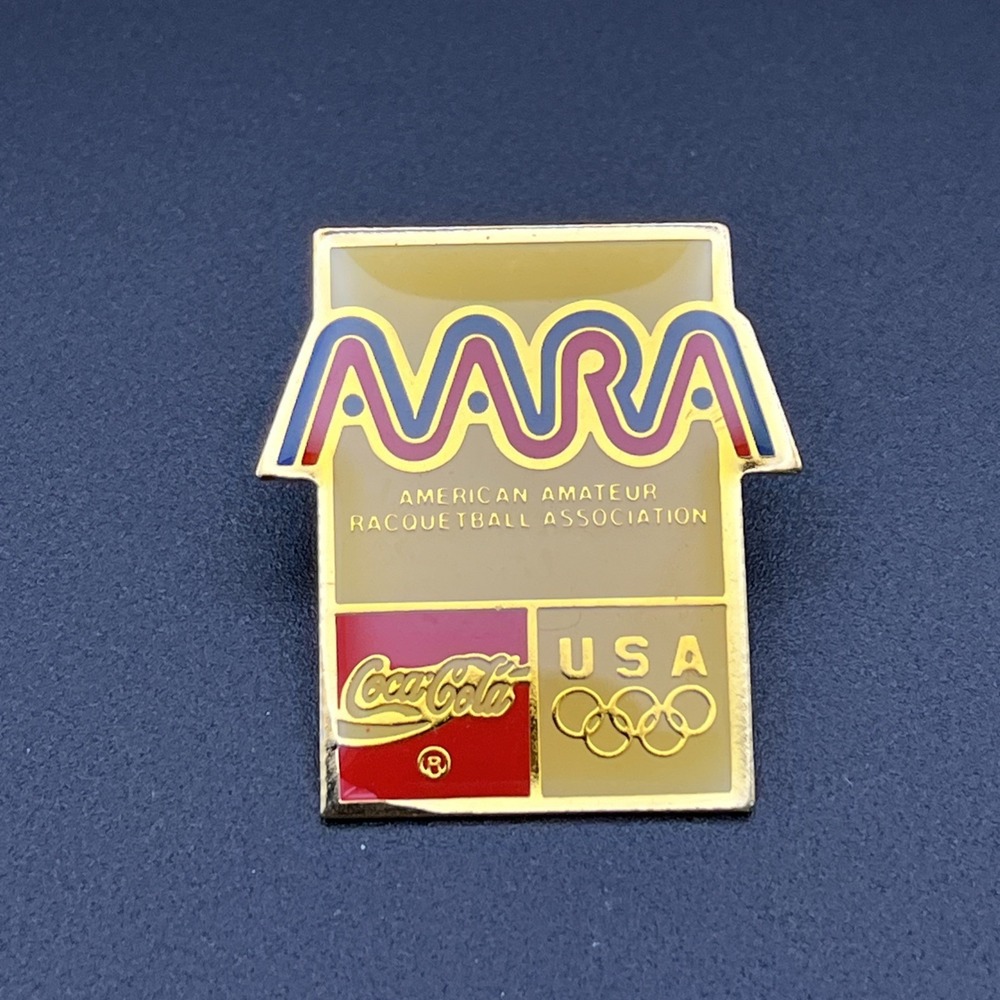 Vintage Olympic Games Coca-Cola Coke Team USA Racquetball Lapel Hat Pin